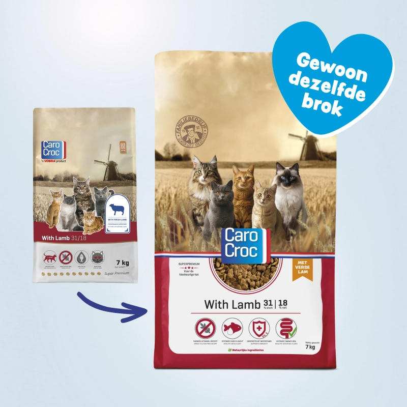 CaroCroc Kat Super Premium Lam 31/18 7 kg - beste kattenvoer 2026