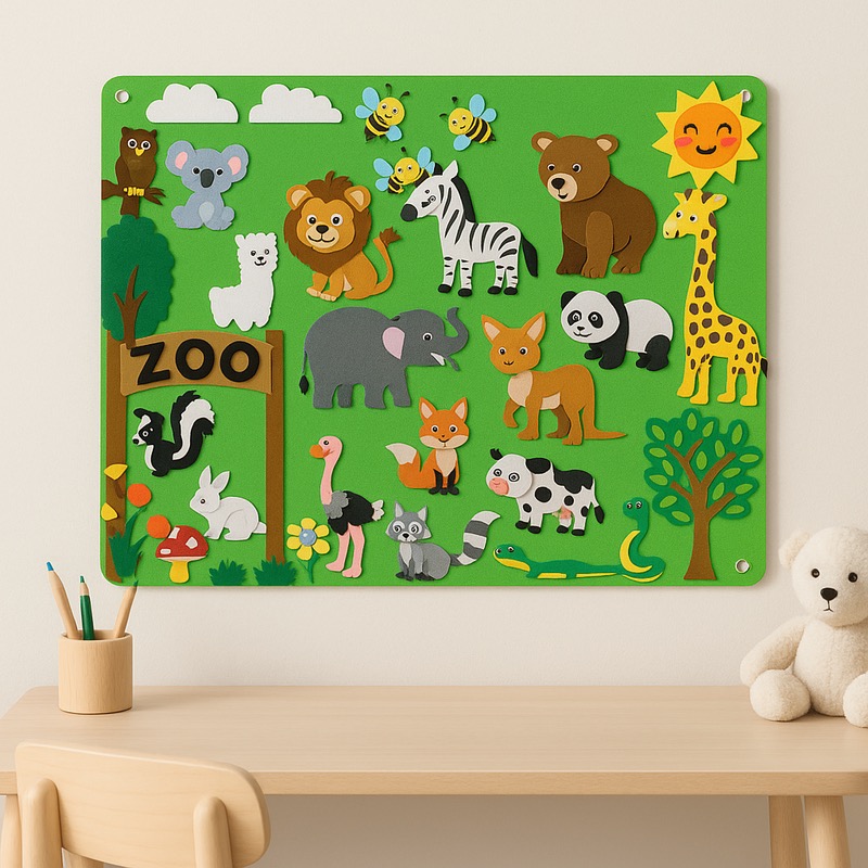 FeltBoard™ Viltbord - educatief viltbord met dierentuin-thema voor peuters